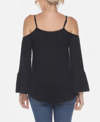 Women's Cold Shoulder Ruffle Sleeve Top