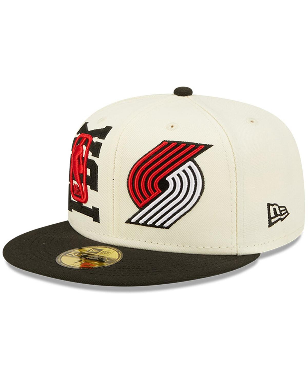 Shop New Era Men's  Cream, Black Portland Trail Blazers 2022 Nba Draft 59fifty Fitted Hat In Cream,black
