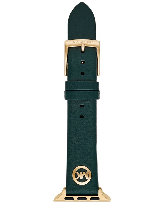 Michael Kors Women's Green Leather Strap Band for Apple Watch, 38, 40