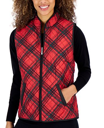 MWL Cropped Puffer Vest in Plaid