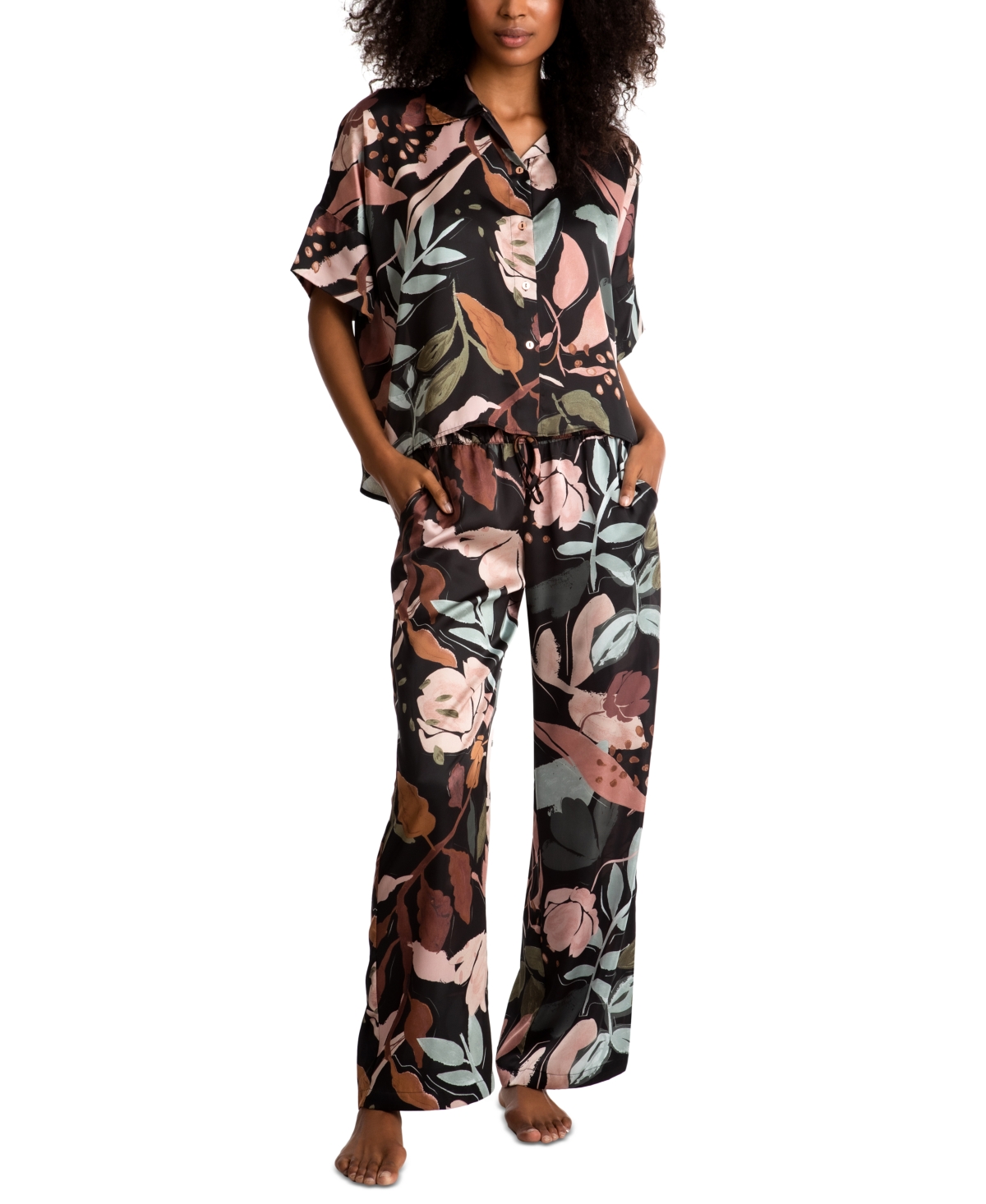 Midnight Bakery Women's Marigold Hammered-Satin Pajama Set