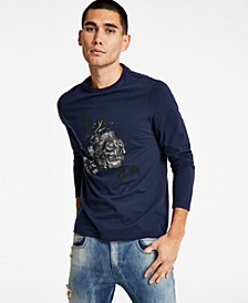 Men's Devon Classic-Fit Floral Skull Graphic Long-Sleeve T-Shirt, Created for Macy's  