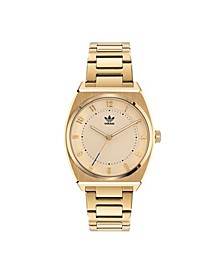 Unisex Three Hand Code Two Gold-Tone Stainless Steel Bracelet Watch 38mm