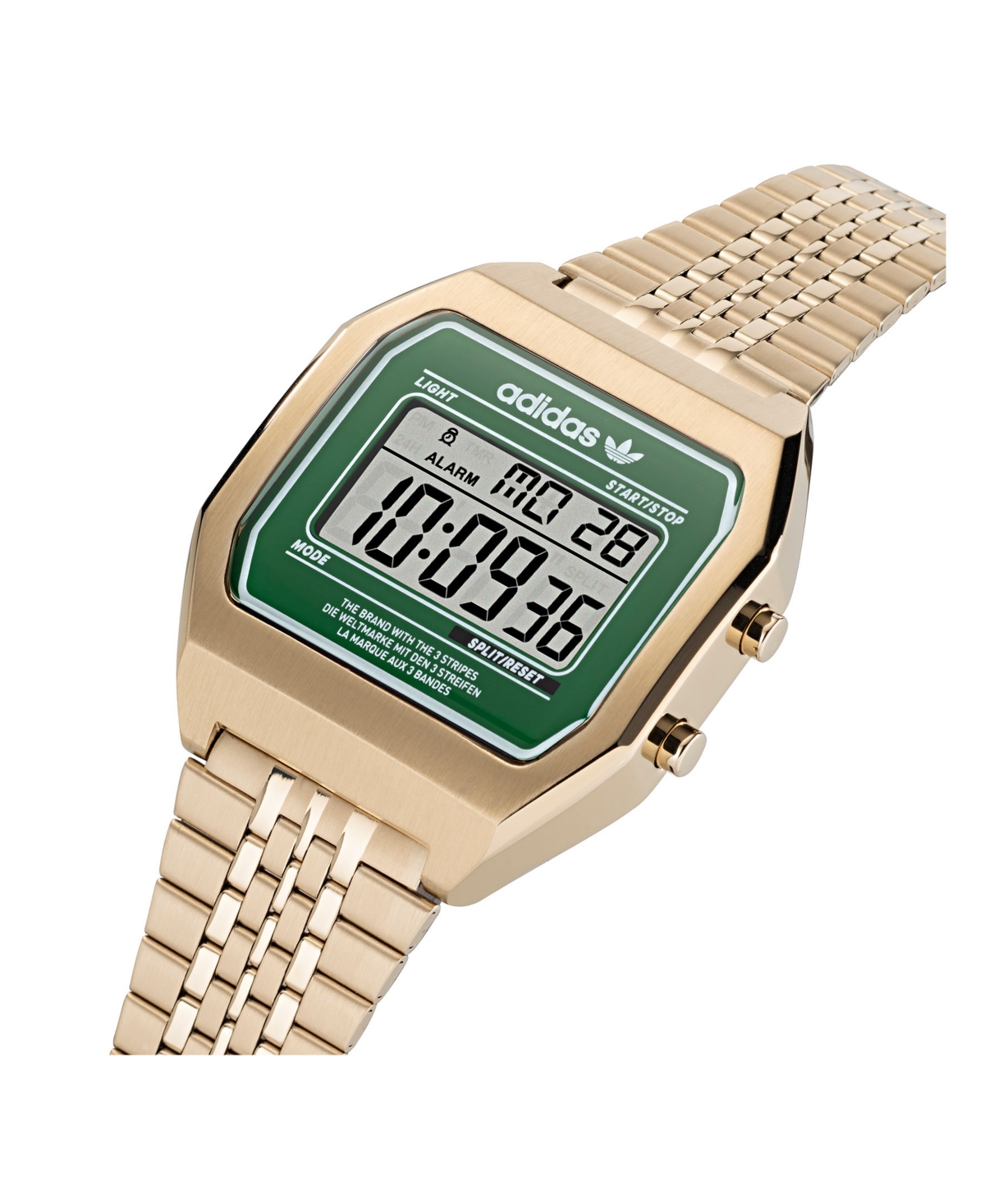 adidas Unisex Digital Two Gold-Tone Stainless Steel Bracelet Watch 36mm - Gold-Tone