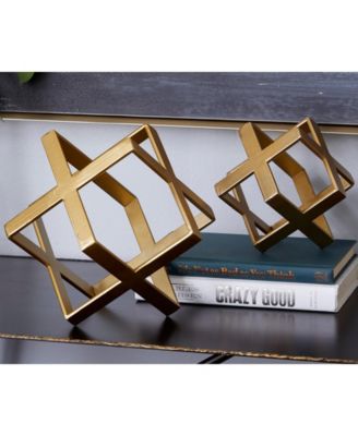 Metal Glam Geometric Sculpture, Set of 2