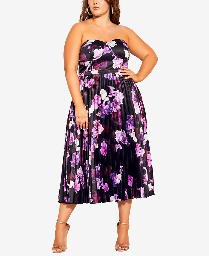 Macy's plus store size purple dresses