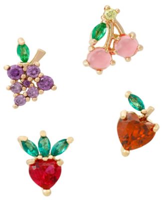 Girls Crew Fruit Basket Stud Earring Set - Gold-Plated 41$