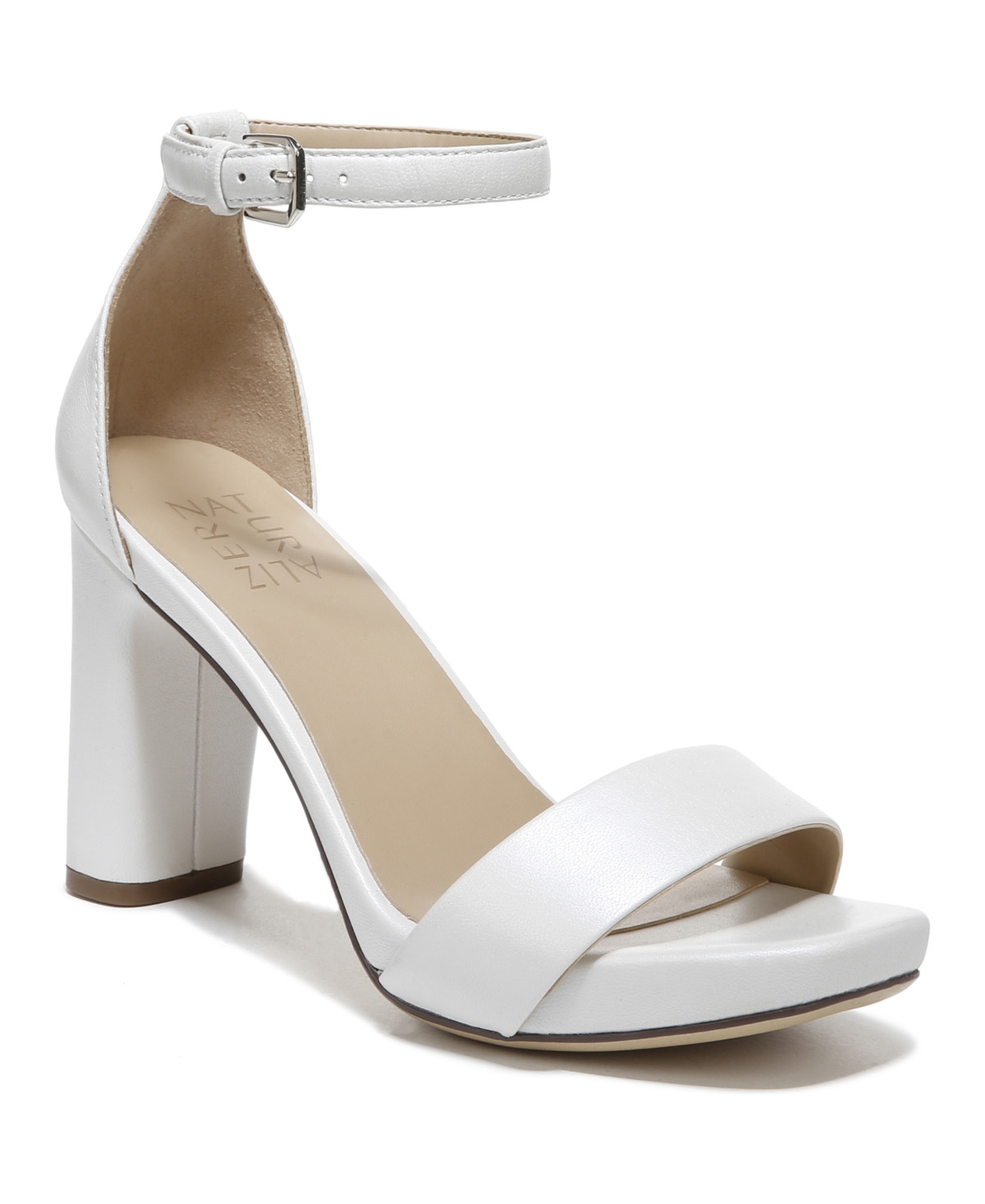 Shop Naturalizer Joy Dress Ankle Strap Sandals In White Leather