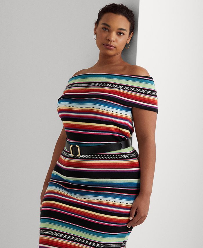 Lauren Ralph Lauren Plus-Size Striped Off-Shoulder Sweater & Reviews -  Sweaters - Plus Sizes - Macy's