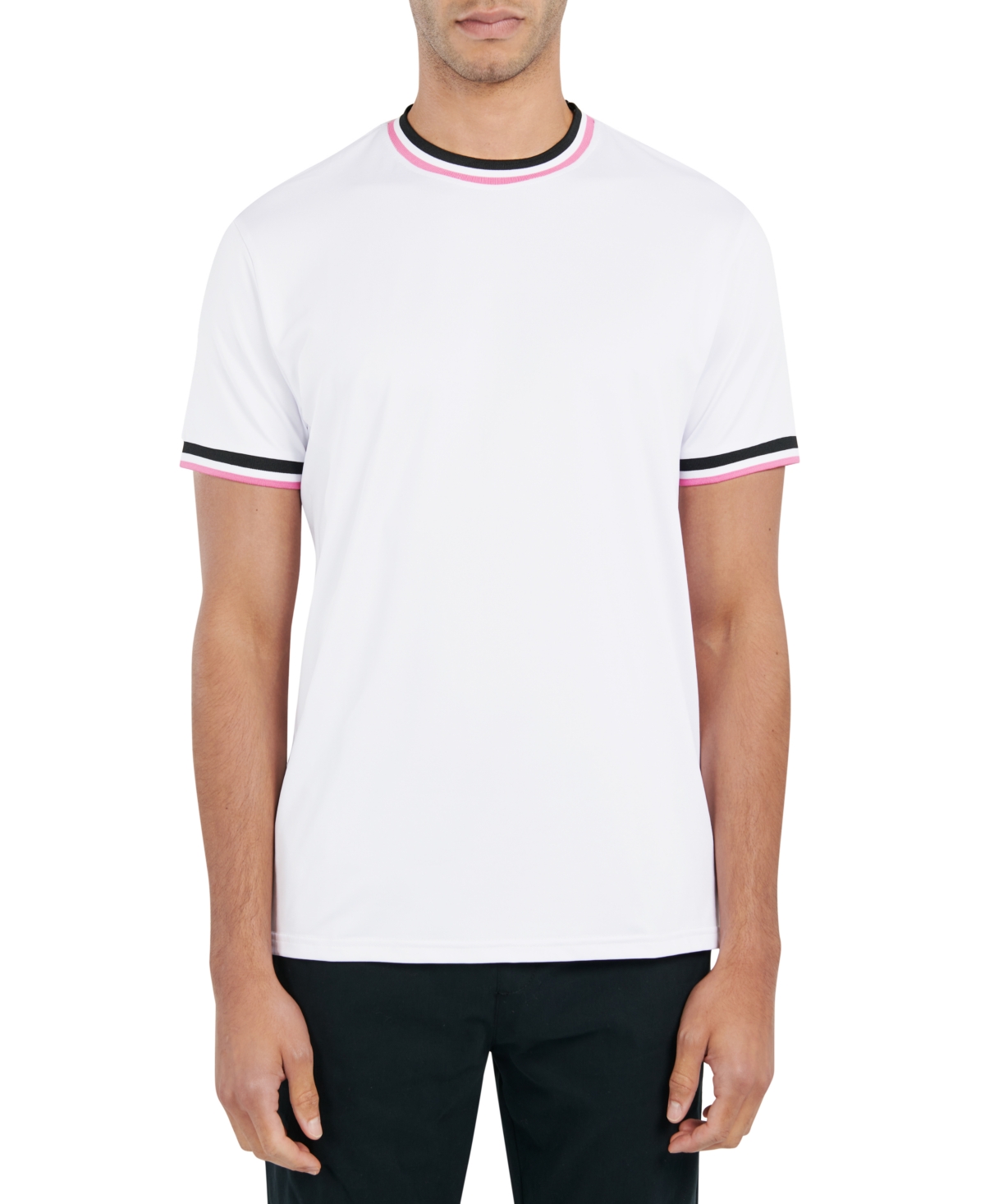Society Of Threads Men's Slim-fit Tipped Performance T-shirt In White
