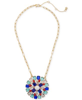 Kate Spade New York Gold-Tone Multicolor Crystal Pendant Necklace, 18 ...