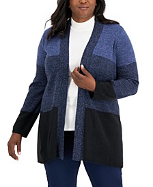 Plus Size Turbo Colorblocked Cardigan, Created for Macy's