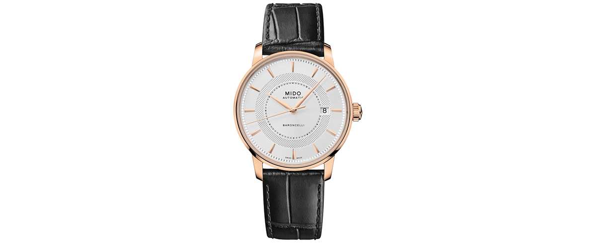 Mido Men's Swiss Automatic Baroncelli Ii Signature Black Leather Strap Watch 39mm In Silver