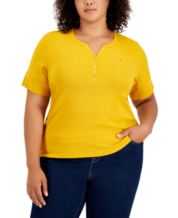 Tommy Hilfiger Womens Big Logo T-Shirt (XX-Large, Soft Yellow) at