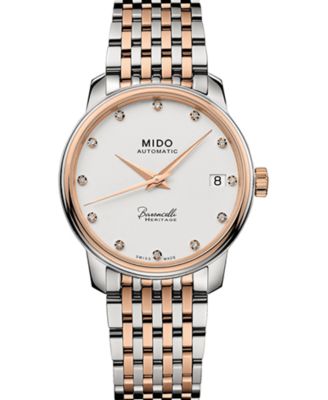 Women's Swiss Automatic Baroncelli III Heritage Diamond (1/10 ct. t.w.) Two Tone Stainless Steel Bracelet Watch 33mm