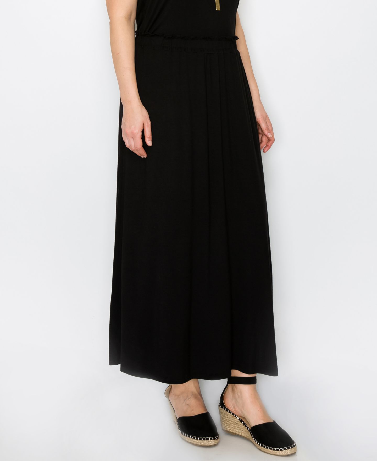 Женские юбки COIN 1804 Plus Size Elastic Waist Maxi Skirts, цвет: Чёрный — фото 3