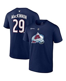 Men's Branded Nathan Mackinnon Navy Colorado Avalanche 2022 Stanley Cup Champions Authentic Stack Name and Number T-shirt