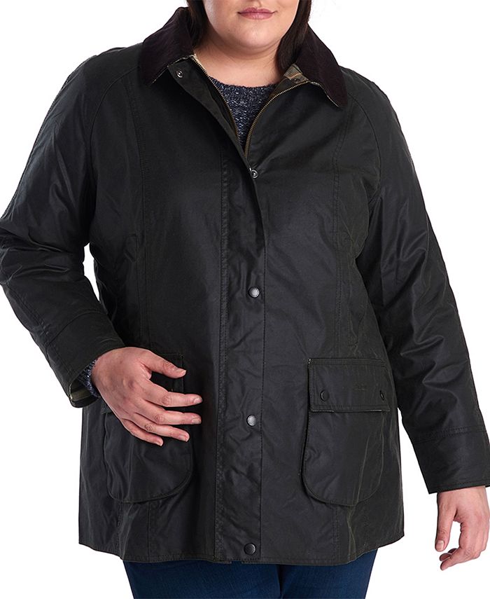 Barbour Women's Plus Size Classic Beadnell Waxed Cotton Raincoat Macy's