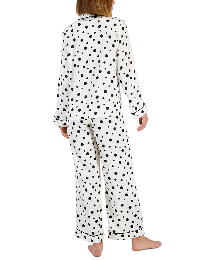 INC International Concepts Women's Satin Bold Dot NotchCollar Pajama