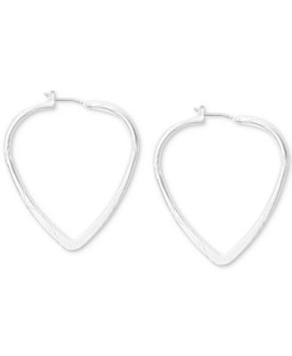 Lucky Brand - Silver-Tone Spade-Shape Hoop Earrings
