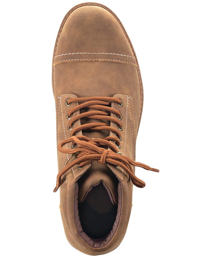 Sun + Stone Men's Baker Faux-Leather Lace-Up Boots, Created for Macy's ...