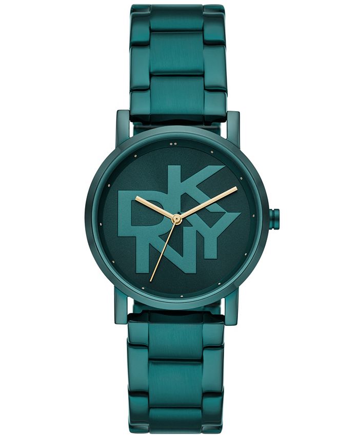 DKNY Women s Soho Three Hand Green Tone Stainless Steel Bracelet