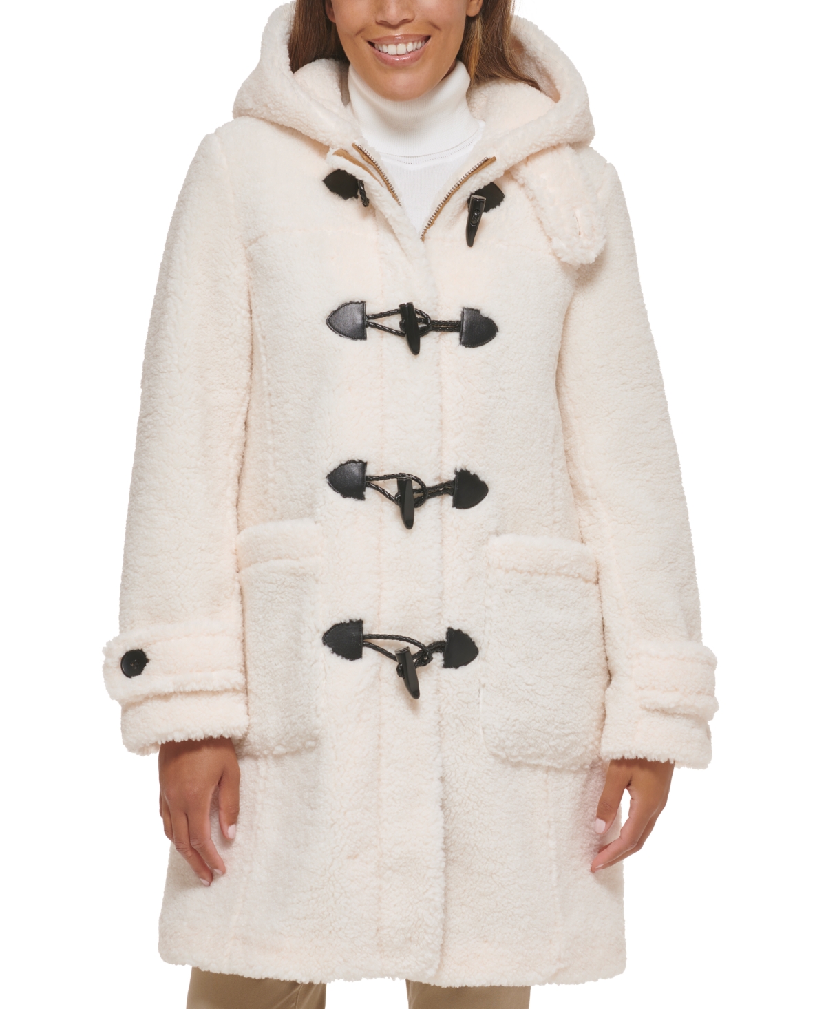 Tommy Hilfiger Women's Hooded Sherpa Toggle Coat