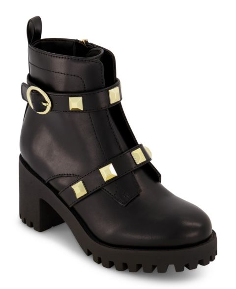 Ботинки Marc Fisher Block Heel Pyramid Ankle Booties для девочек, цвет: Чёрный