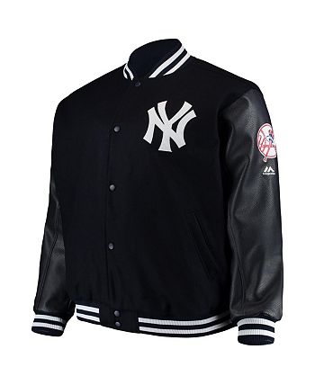Majestic Men's Redfield Hooded Yankees Jacket - Navy/Silver Marl Mens  Clothing - Zavvi US