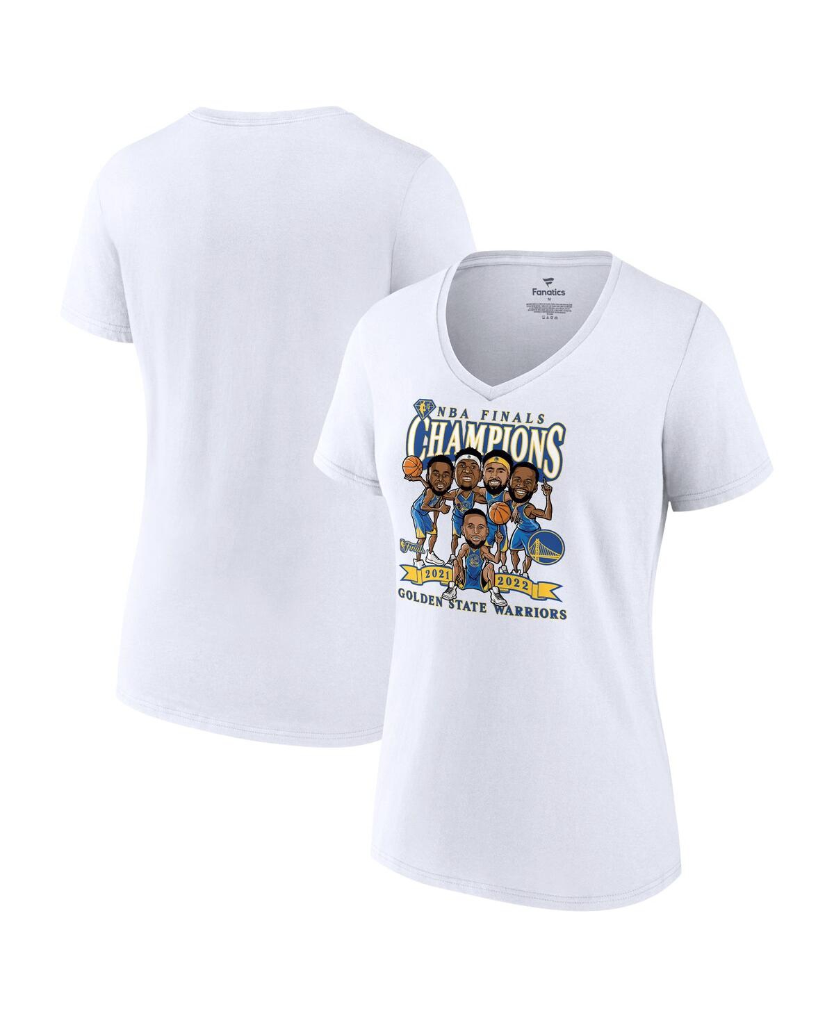 Women's FanaticsGolden State Warriors 2022 Nba Finals Champions Caricature V-Neck T-shirt - White
