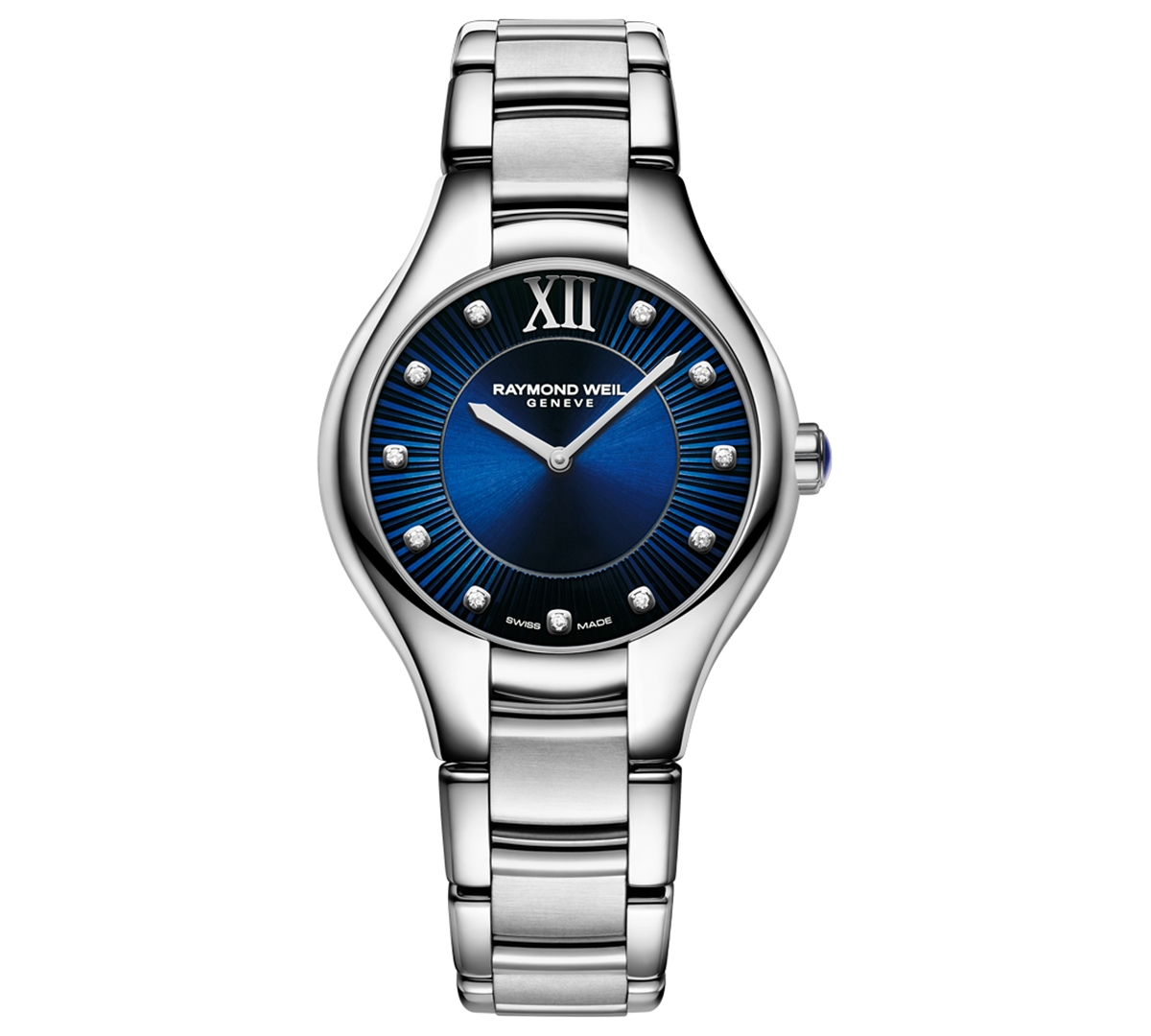 Raymond Weil Women's Swiss Noemia Diamond (1/2 Ct. T.w.) Stainless Steel Bracelet Watch 32mm In Blue