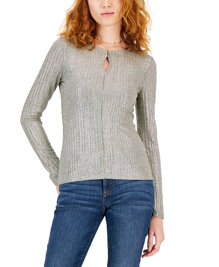 INC International Concepts Women's Metallic Keyhole Top, Created for ...