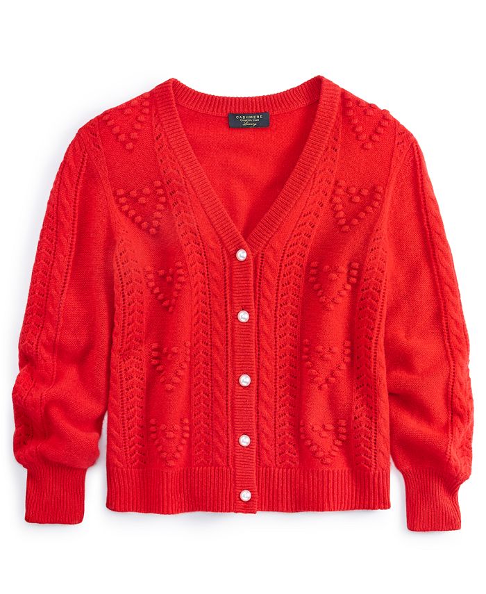 Charter Club Women's Cashmere Essential Cardigan Blue- Size Small