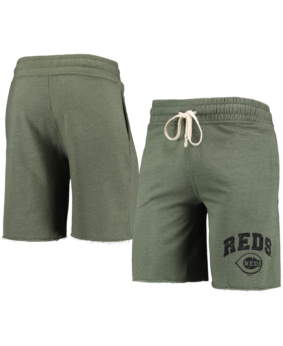 Shop Concepts Sport Men's  Heathered Olive Cincinnati Reds Mainstream Tri-blend Shorts