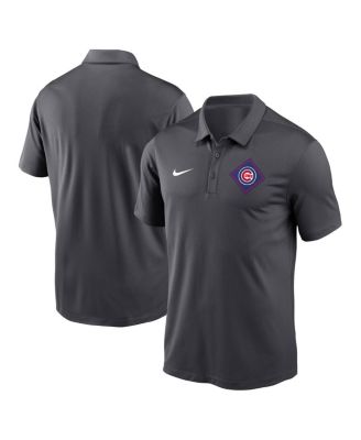 Men's Anthracite Chicago Cubs Diamond Icon Franchise Performance Polo Shirt