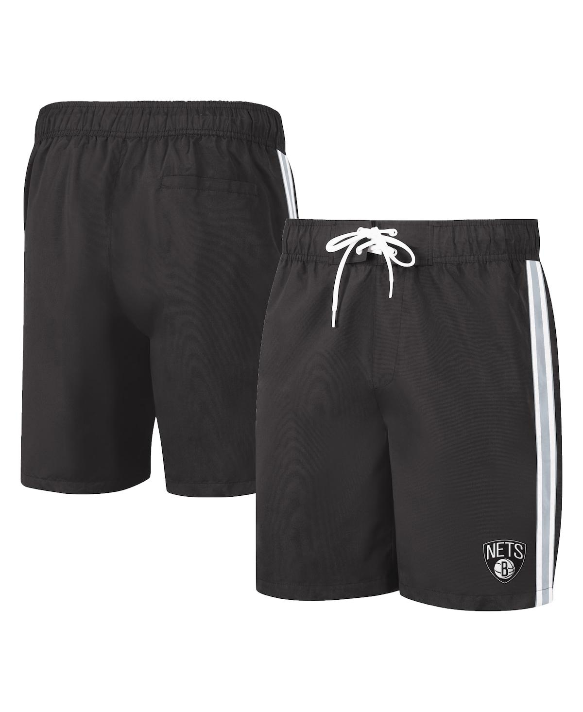 Shop G-iii Sports By Carl Banks Men's  Black, Gray Brooklyn Nets Sand Beach Volley Swim Shorts In Black,gray