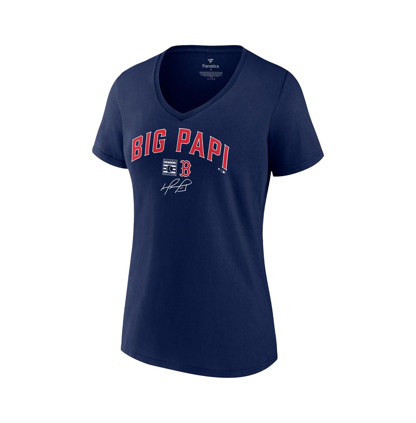Женская футболка Fanatics David Ortiz Navy Boston Red Sox Big Papi Graphic V-Neck — фото 3