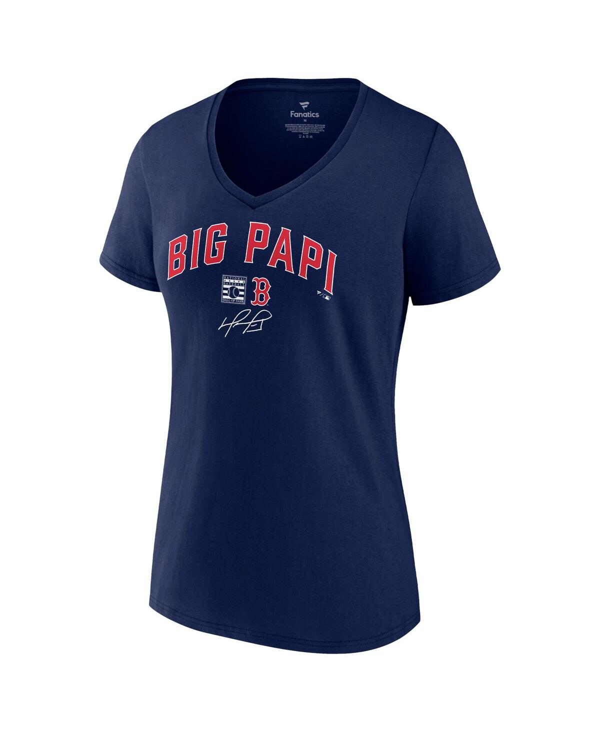 Fanatics Women's  David Ortiz Navy Boston Red Sox Big Papi Graphic V-neck T-shirt In Navy