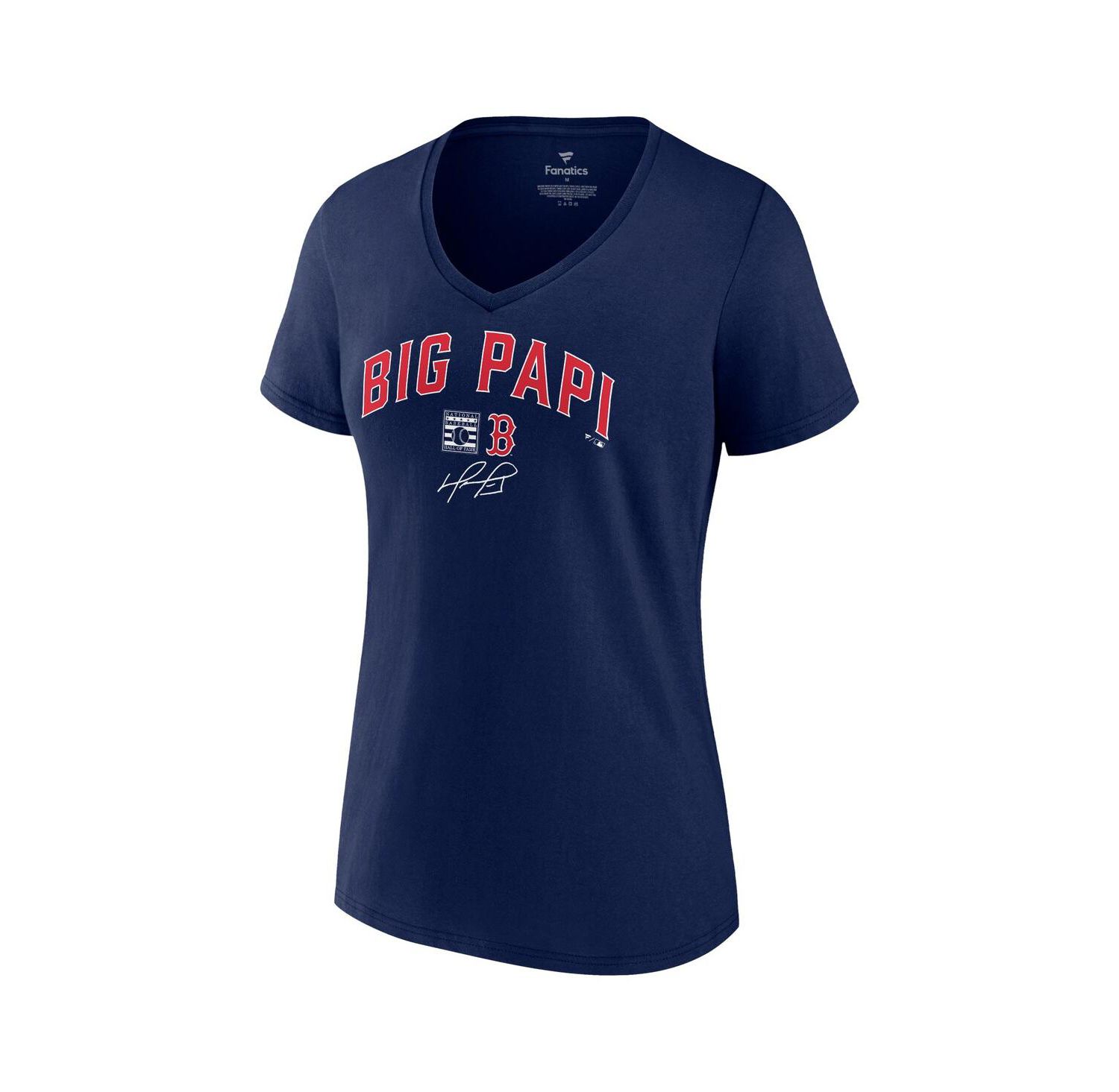 Women's David Ortiz Navy Boston Red Sox Big Papi Graphic V-Neck T-shirt