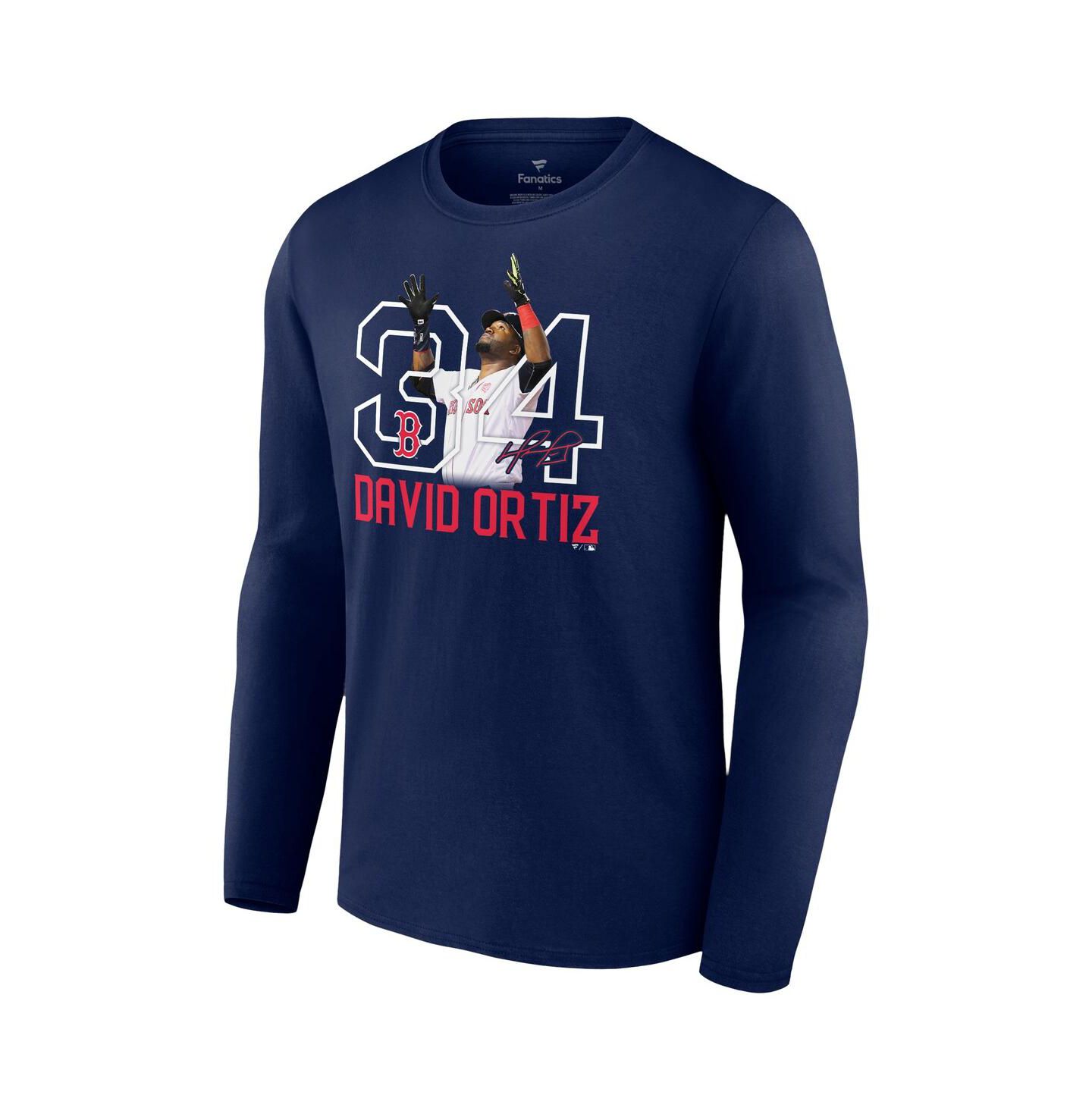 Мужская футболка Fanatics David Ortiz Navy Boston Red Sox Stats Resume Long Sleeve — фото 3