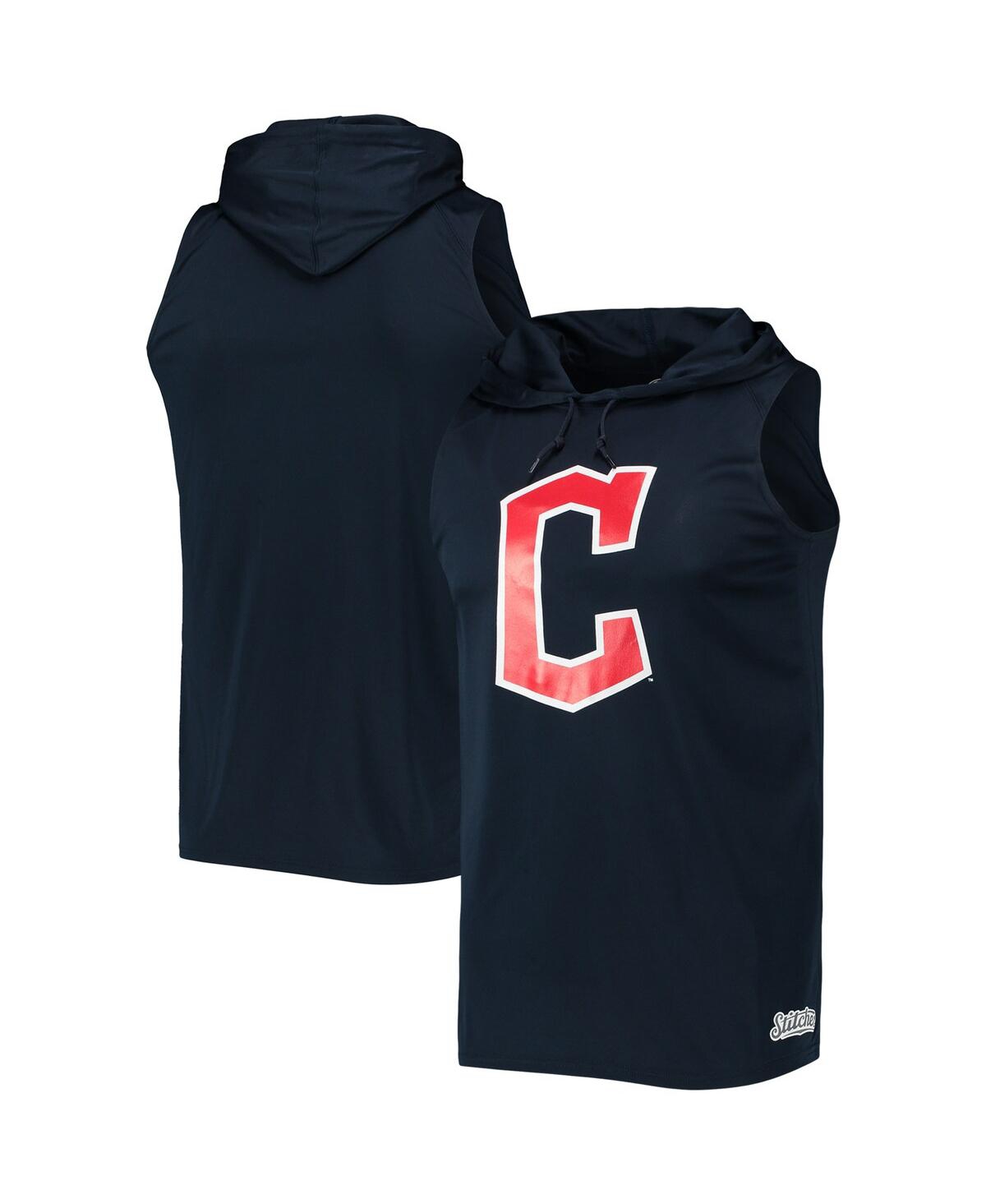 STITCHES MEN'S STITCHES NAVY CLEVELAND GUARDIANS SLEEVELESS PULLOVER HOODIE