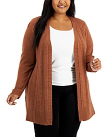 Plus Size Open-Front Duster Cardigan, Created for Macy's
