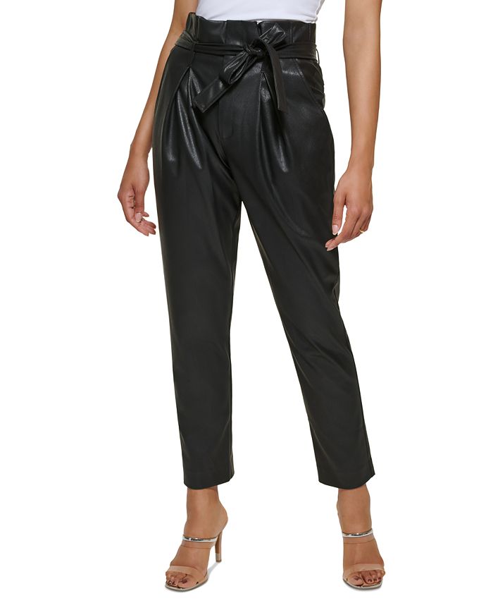 DKNY Petite High Waisted Faux Leather Pants - Macy's