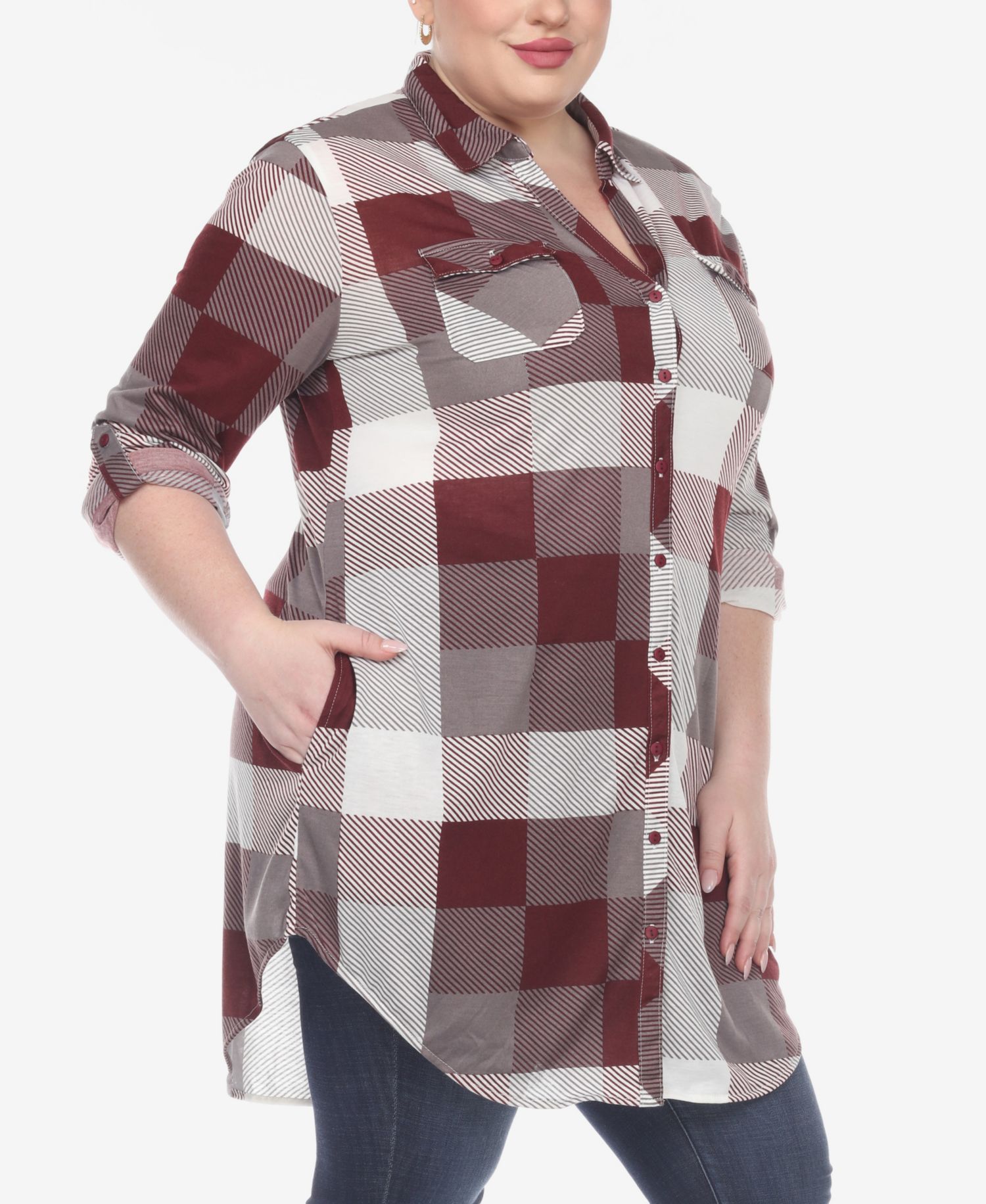 Plus Size Plaid Tunic Shirt