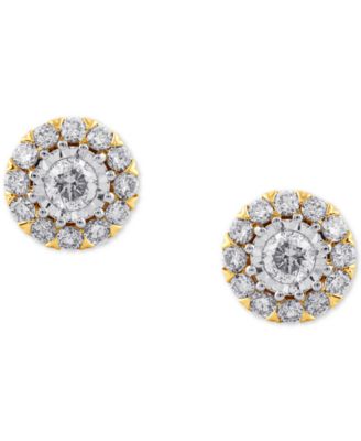 Diamond Halo Stud Earrings (1/2 ct. t.w.) in 10k Gold