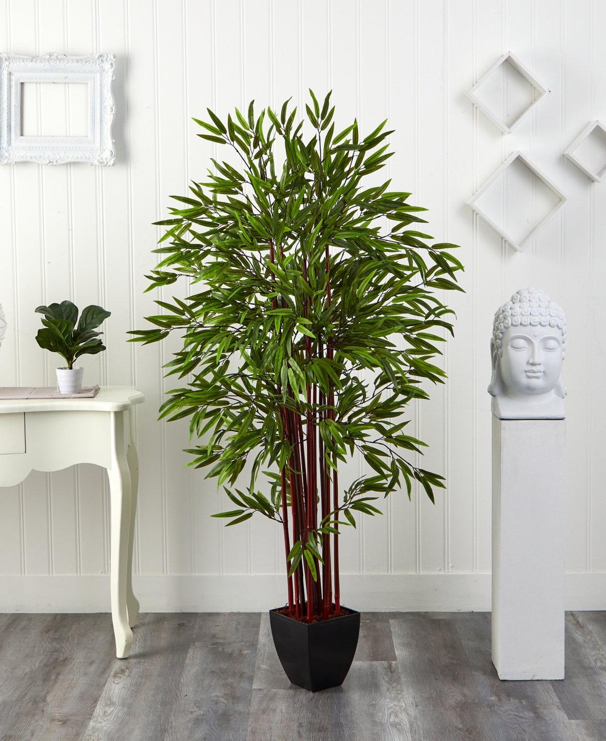 NEARLY NATURAL 6' BAMBOO SILK TREE W/ PLANTER 