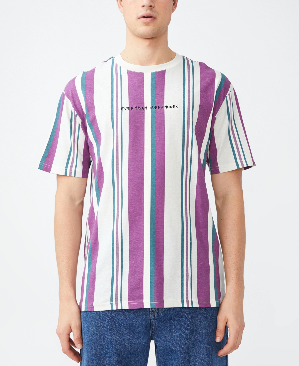 Cotton On Men's Downtown T-shirt In Everyday Memories Purple Stripe