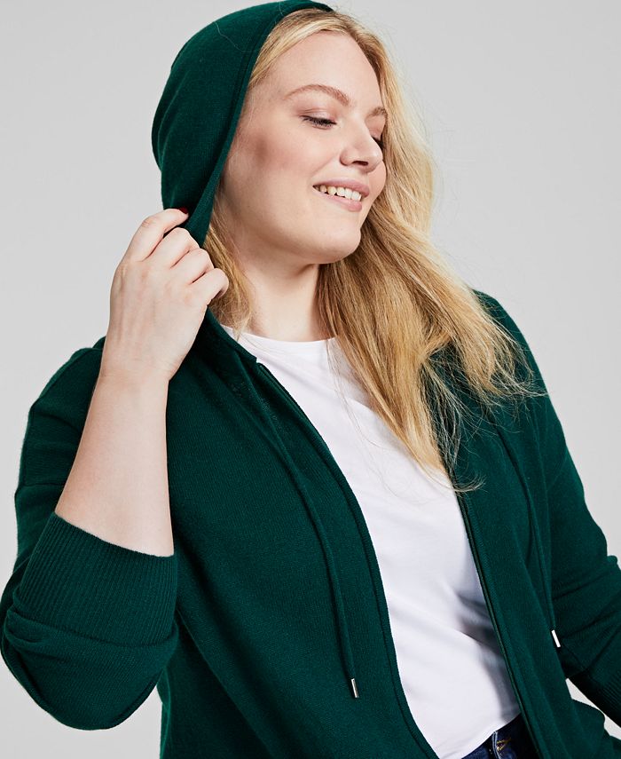 Plus size cashmere zip hoodie online