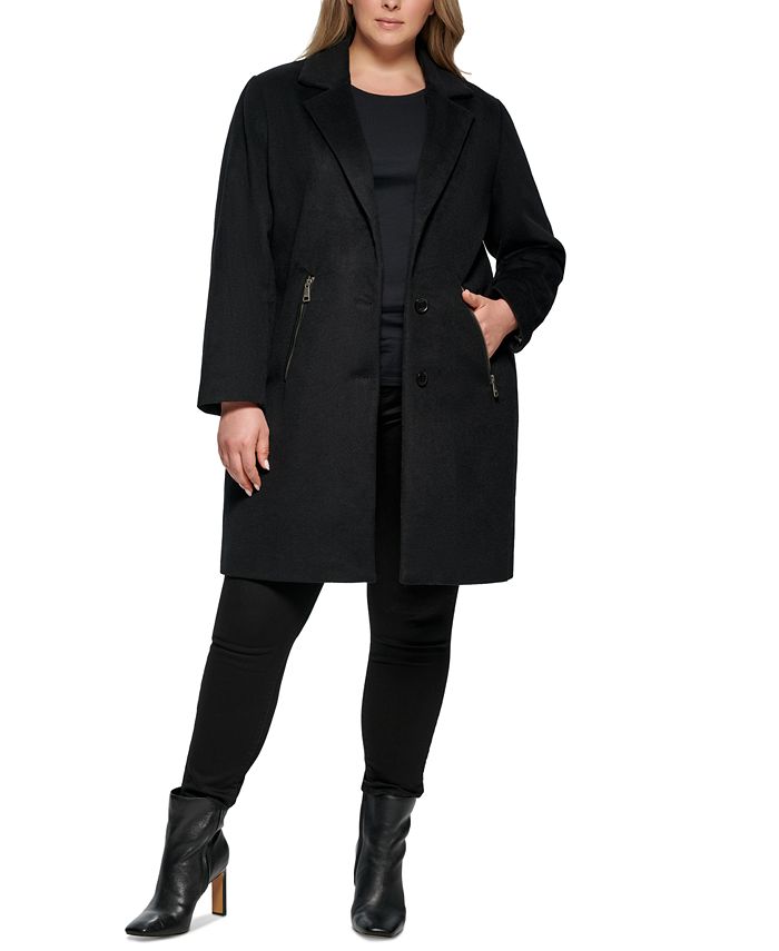 DKNY Women's Plus Size Walker Coat, Created for Macy's Macy's