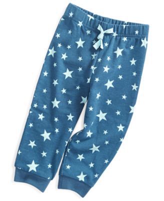 Baby Star Print Cotton Jogger Pants – Dark Grey with Red Stars main image 1